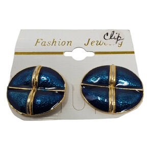 Vintage Fashion Jewelry Art Deco Oval Clip On 80's Earrings